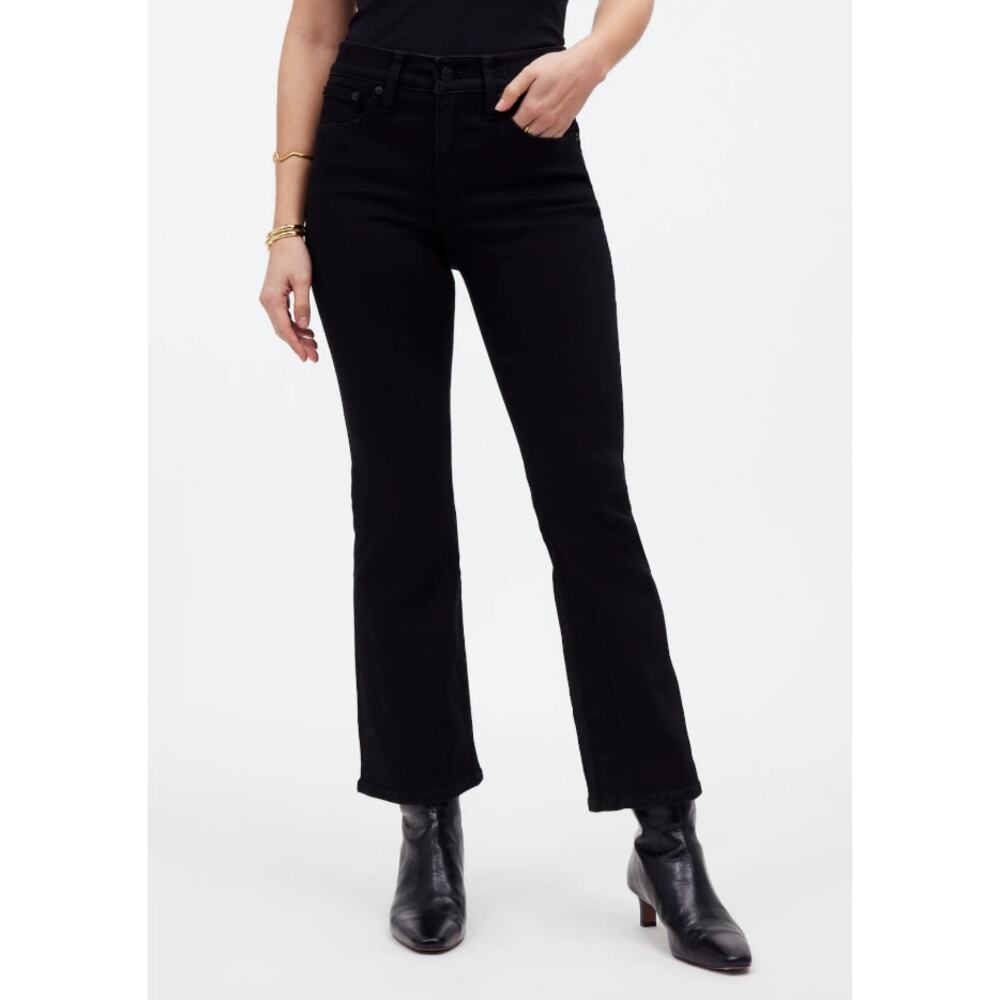 Madewell Kick-Out Ankle Jeans NWT Womens Size 26P Black Denim‎ Mid Rise Cropped
